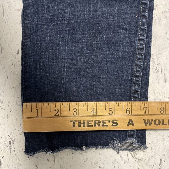 Levis Jeans Men Sz 32 x 32 Blue 511 Slim Dark Rinse Black Patch Raw Hem Modified - Picture 12 of 12